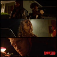 a series of pictures showing a man and a woman in a car